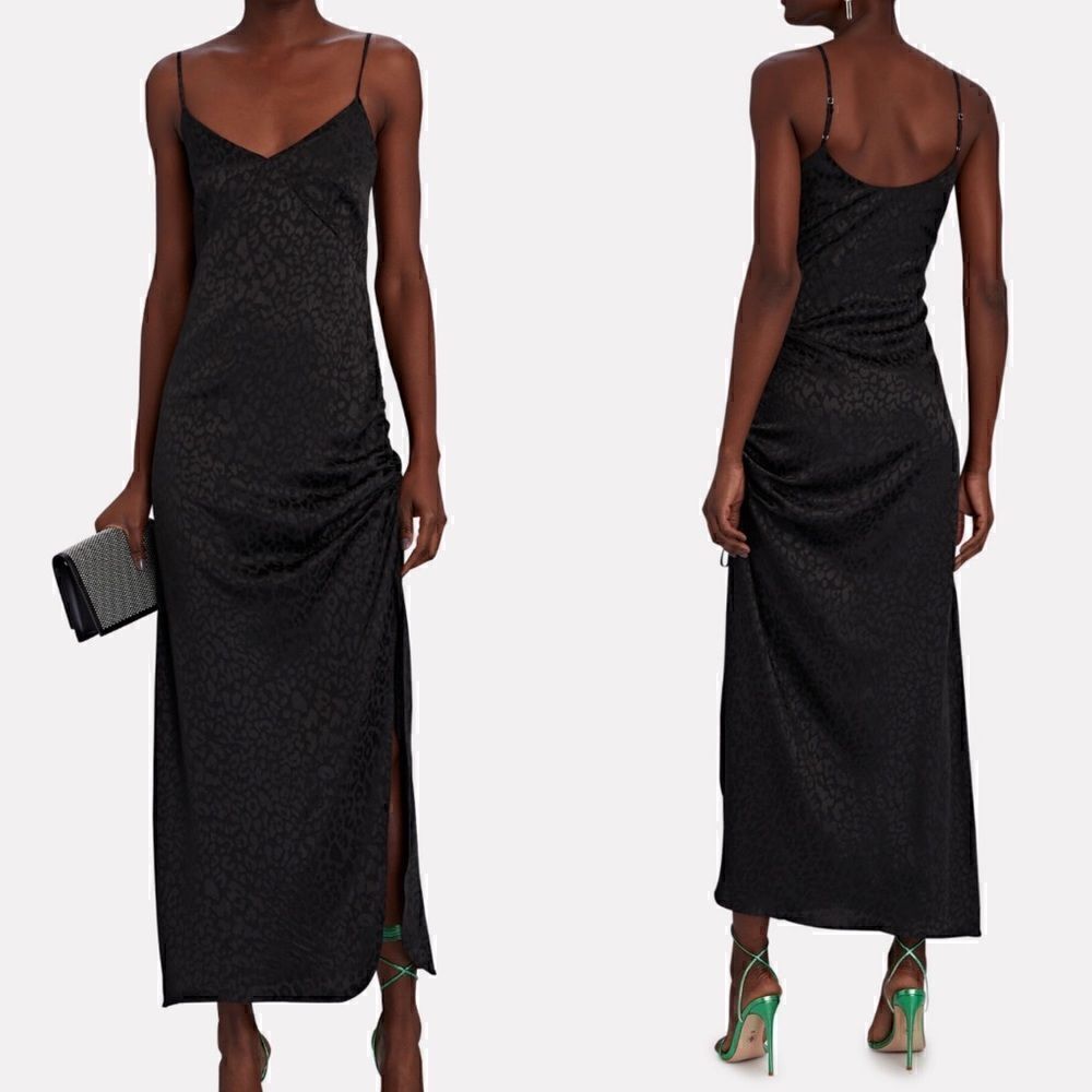 THE RANGE Leopard-Print Satin Slip Dress NWOT